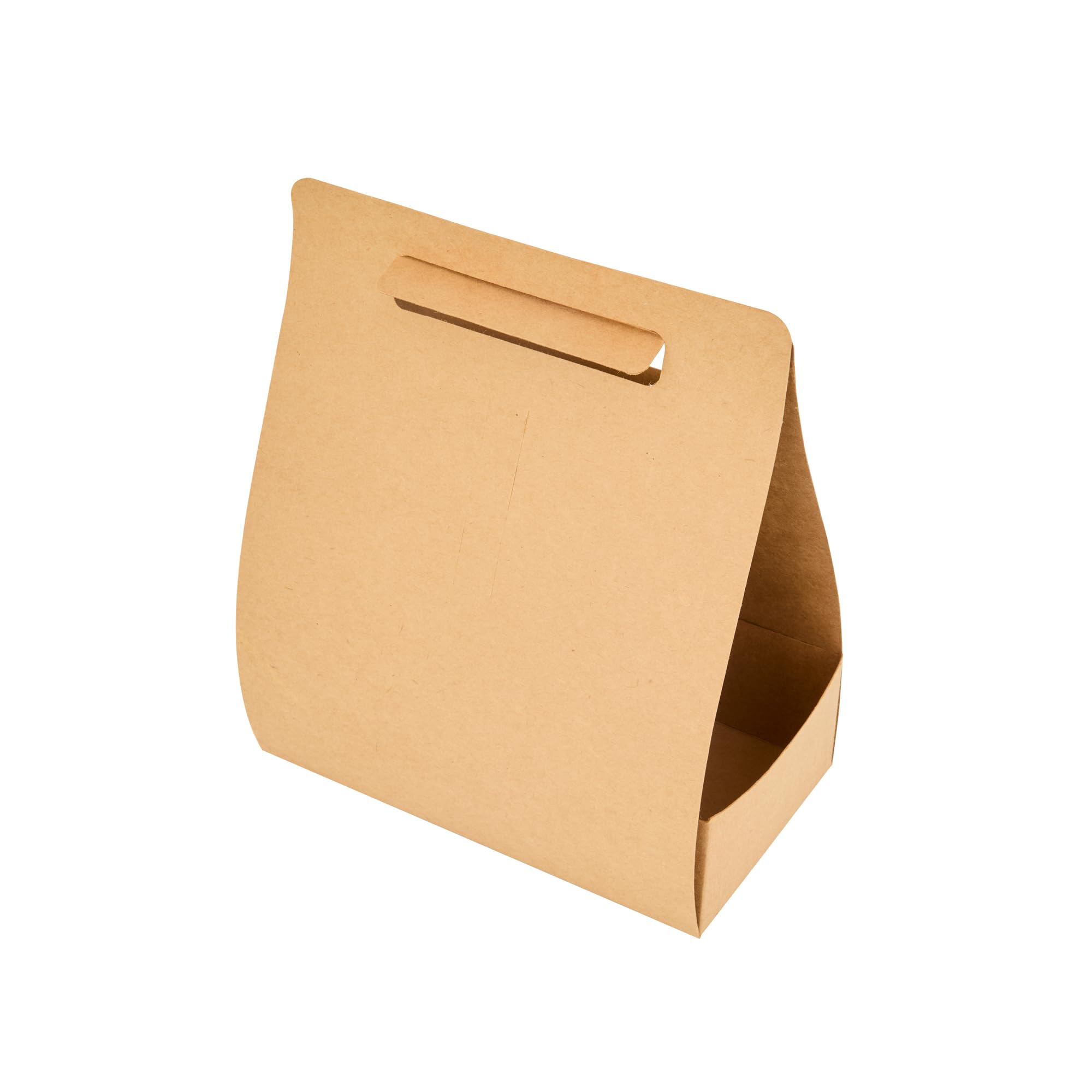 Restaurantware Bio Tek - Fiambreras de papel con asas, 100 recipientes desechables de papel kraft para alimentos, 21 x 10 x 20 cm, portavasos para utensilios de cocina, portadores de bebidas para