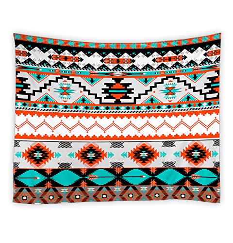 Aztec Tapestry Abstract Geometric Tribal Navajo Ethnic American Southwesetrn Native Vintage Orange Black Colorful Pixel Pattern Home Decor Wall Hanging Art For Living Room Bedroom Dorm(90X71 Inch) #TOP7