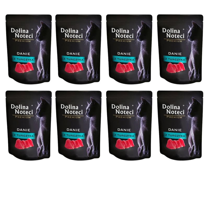 Dolina Noteci Premium Grain-Free Wet Cat Food Variety Pack, Complete & Balanced Meals for Adult Cats, With Salmon Oil, Taurine, Vitamins & Minerals, Tuna 8x85g