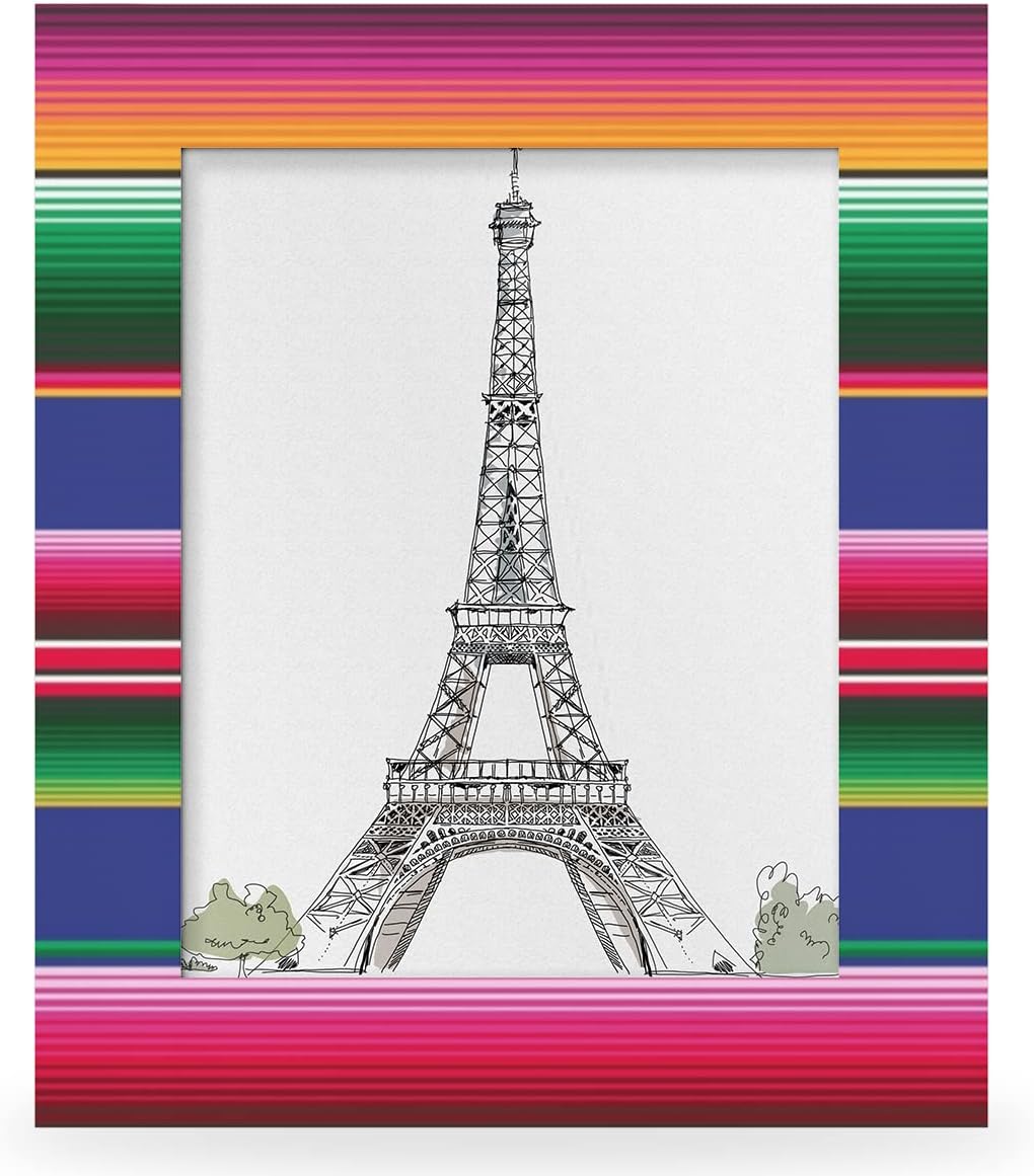 4x6 in Picture Frame Mexican Serape, Solid Wood With Mat Wooden Photo Frames, Colorful Stripes Photo Frames for Wall Mounting or Standing Table Top Family Baby Grandma Office Hotel Decoration - Image 7