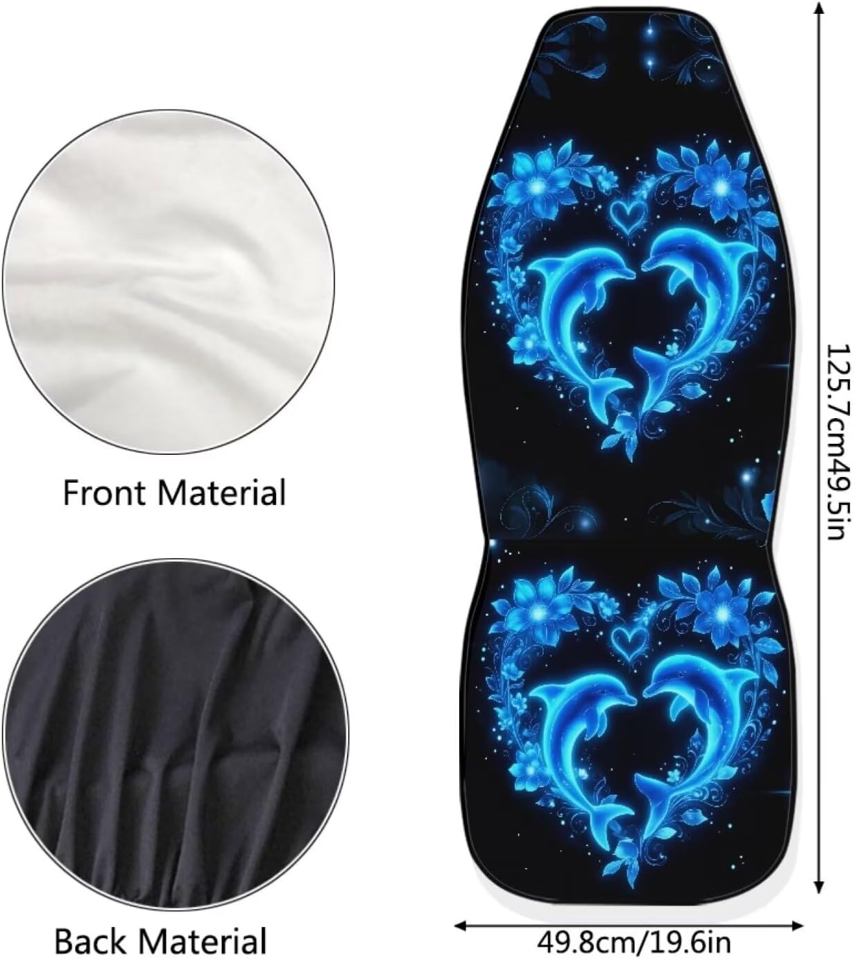 2 PCS Blue Dolphins Car Seat Cover Set for Women Girls Cute Auto Interior Accessories Seat Protector Set with Dolphins Car Front Seat Covers Set Cushion Non Slip Truck High Back Seats