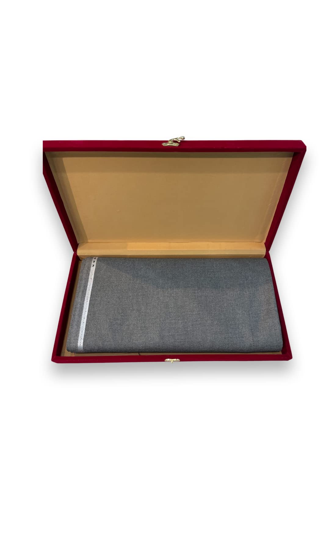 Mens Suit Fabric Box (3 Meters, All Weather fabric, Premium Fabric, Attractive Velvet Box) (GREY)