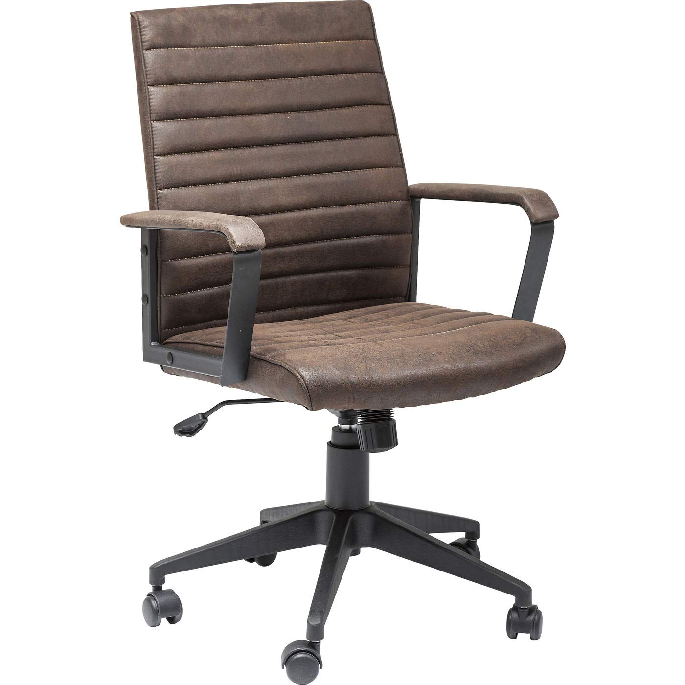 Kare Design Sedia Girevole Da Ufficio Labora, Marrone, 109X59X62Cm, Con Braccioli, Molla A Gas, Altezza Regolabile 47-57Cm, Schienale Basso, Moderno