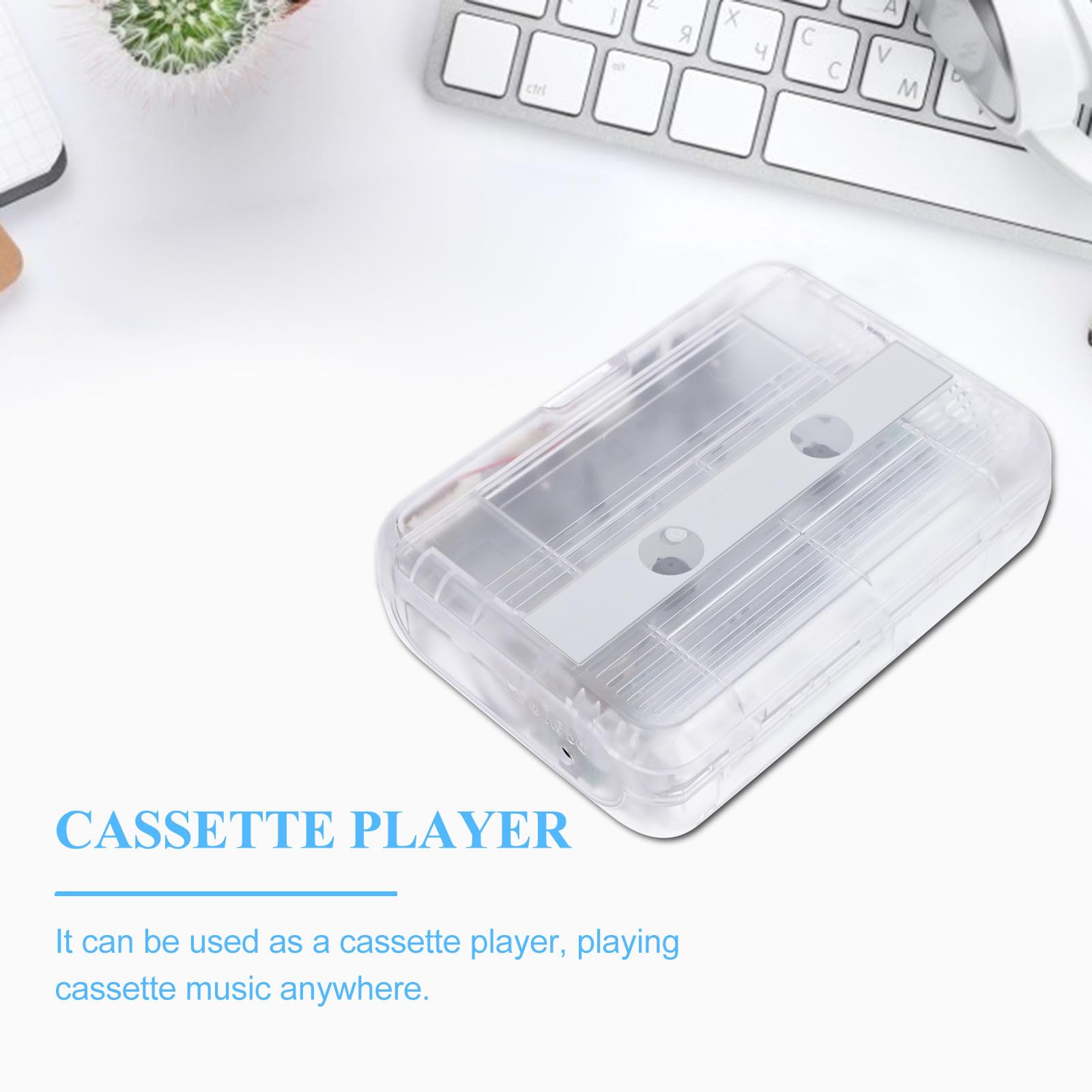 Kabelloser Kassettenplayer mit Funkverbindung und Ausgang, Fm Musikplayer | Transparente Abs und Metall Ausführung, Automatische Kopplung, für Zuhause, Büro und Pendeln