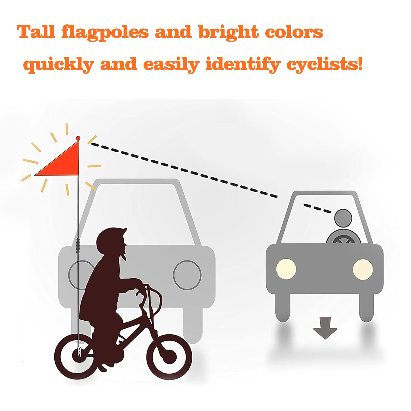 Drasohuija Pack of 3 Bicycle Bunting for Children 150 cm Reflective Bicycle Flag, Children's Safety Bunting Pole - Image 4