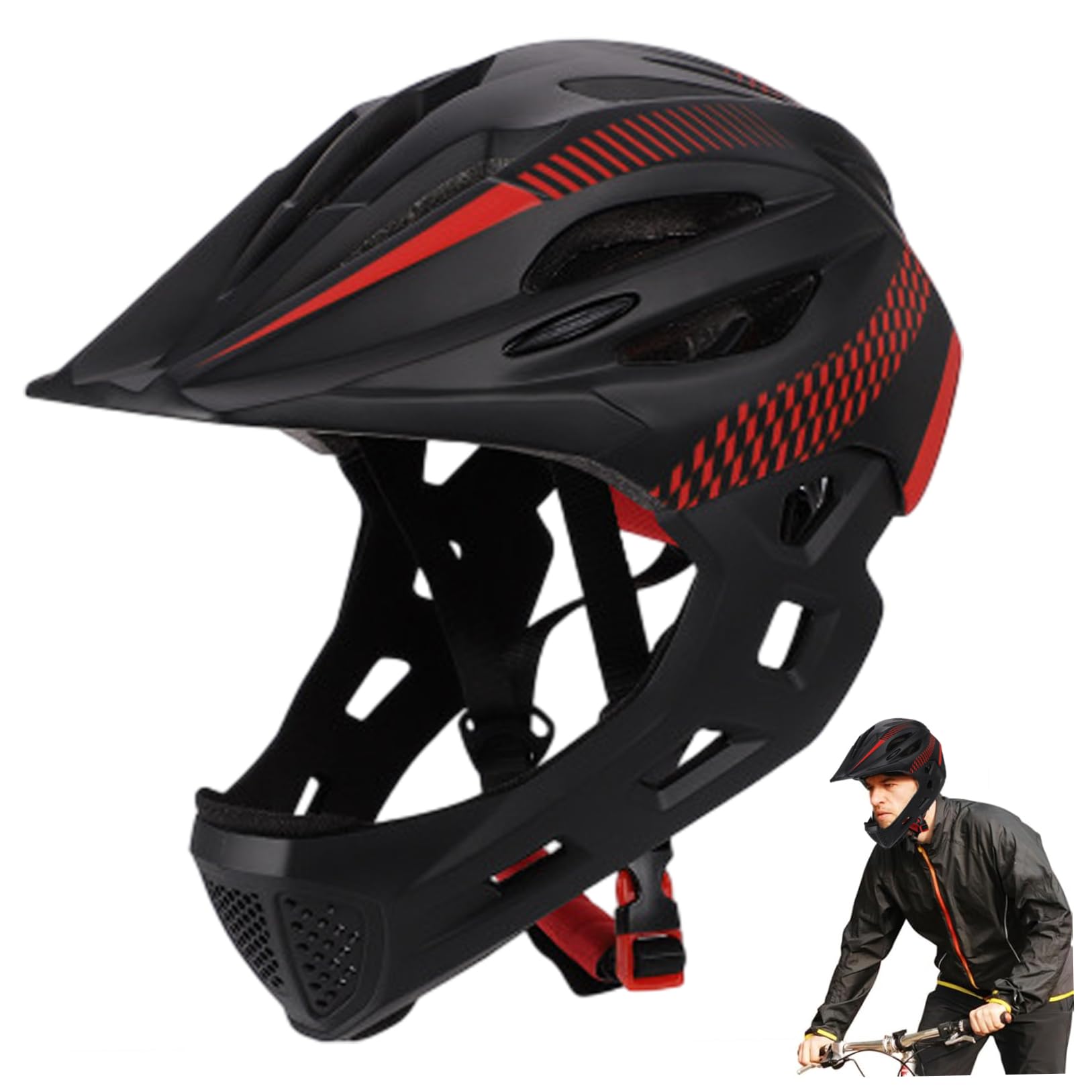 Casco Integrale da Bici, Casco da Mountain Bike, Integrale Regolabile per Bambini con Protezione Multistrato, Traspirante e Assorbimento degli Urti per Esterni