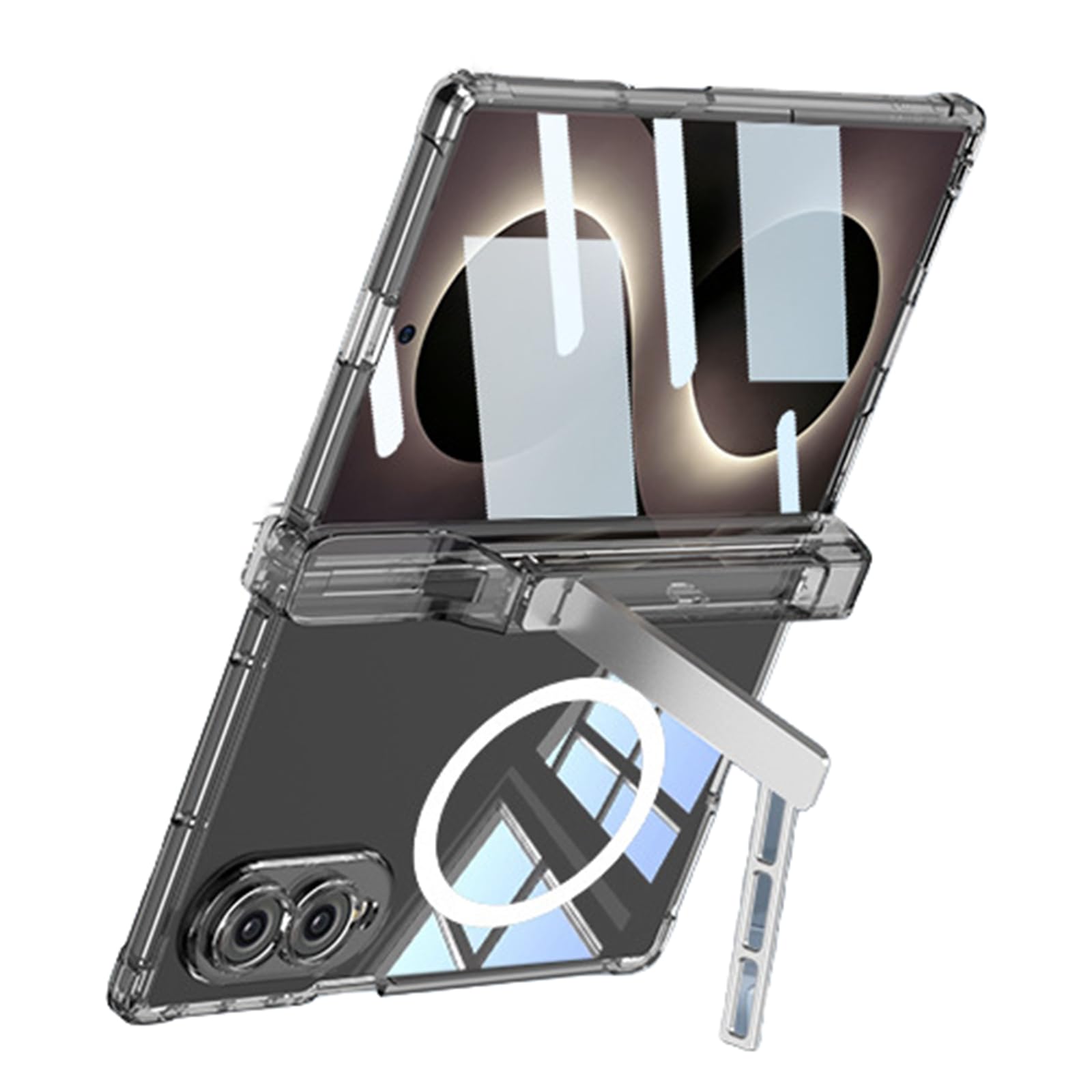 Custodia Magnetica For Samsung Galaxy Z Fold 8, Con Slot For Penna Cover Trasparente Protezione Cerniera For Schermo In Vetro Temperato Custodia Con Cavalletto(Black)