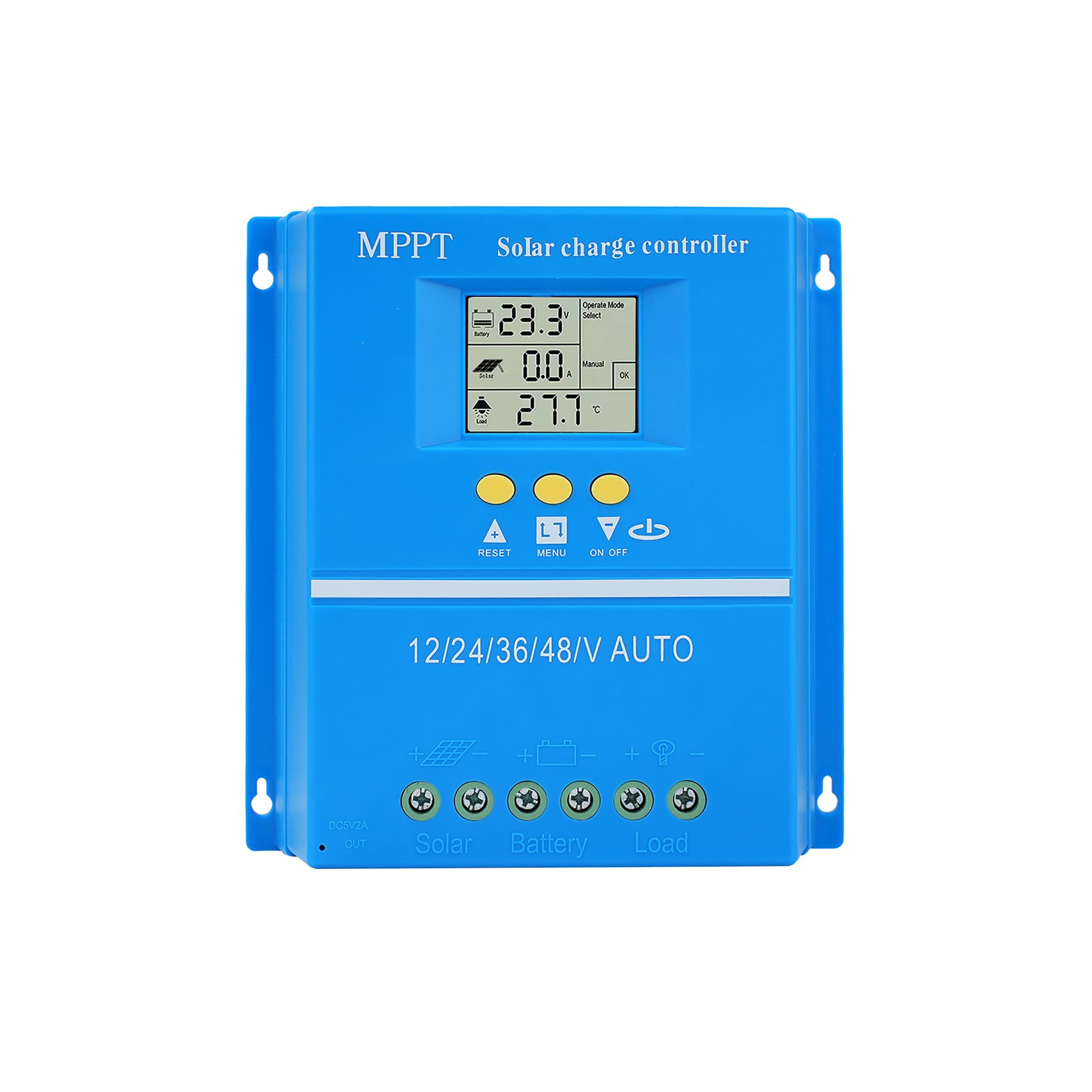 Buyweek MPPT Regulador de Carga Solar 12/24/36/48V Controlador de Carga Solar 12V Inteligente Regulador Solar con dual USB e pantalla LCD, para plomo ácido/litio, Máx 100V
