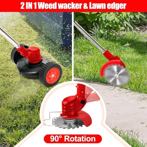 Image of Electric Wireless Rechargeable Edge Cutter 48V - 25cm Cutting Width | 2-in-1 Mower & Trimmer | Adjustable Height | 3 Blade Types | Lightweight & Portable | Lawns & Gardens