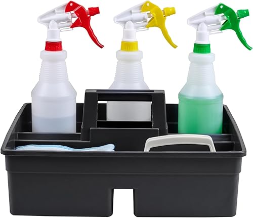 Miniatura 8 de Restaurantware RW Clean - Carrito de limpieza de 15.2 x 13.2 x 6.7 pulgadas, 1 compartimento triple, cesta de limpieza de plástico negro resistente
