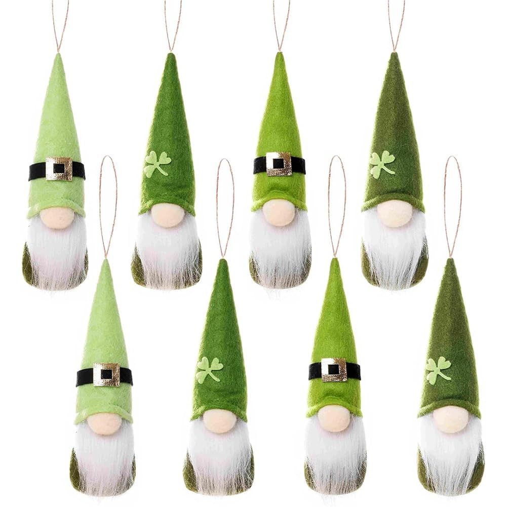 UDSKNV[KSL ' S Day Felt Gnome Decorations, Irish Leprechaun and Ornament Set of 8