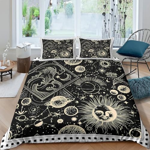 Housse de couette cosmique 140x200 microfibre avec taie d'oreiller