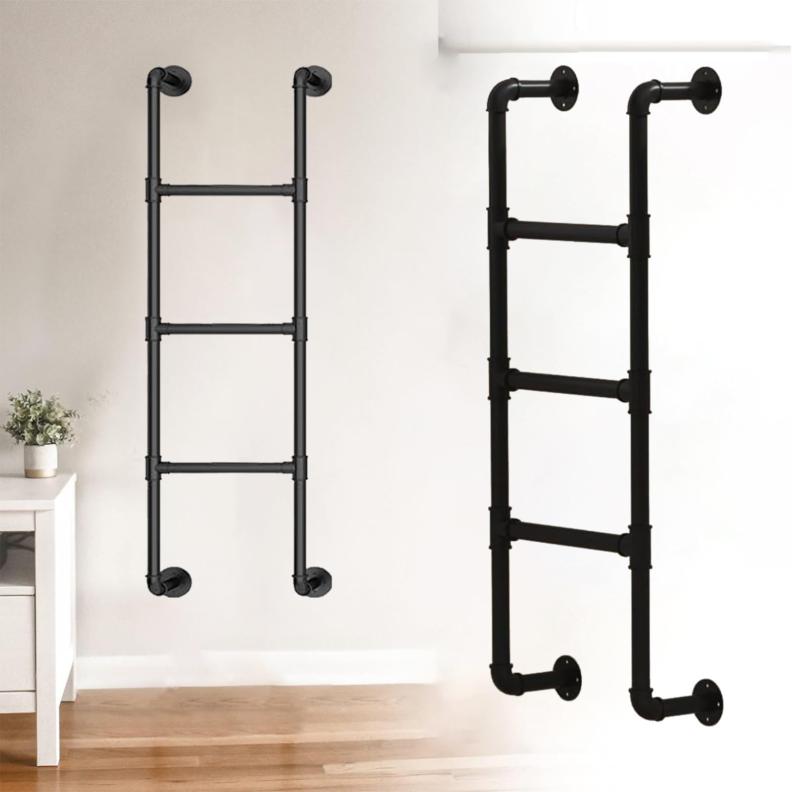 Wall Mounted Metal Ladder for Home Loft Heavy Duty Bunk Bed Ladder 1m 1.25m 1.300cm 1.4m 1.45m 1.5m Height Entrance Egress Ladder for Outdoor Roof/Garage, Loads 330lbs(155cm