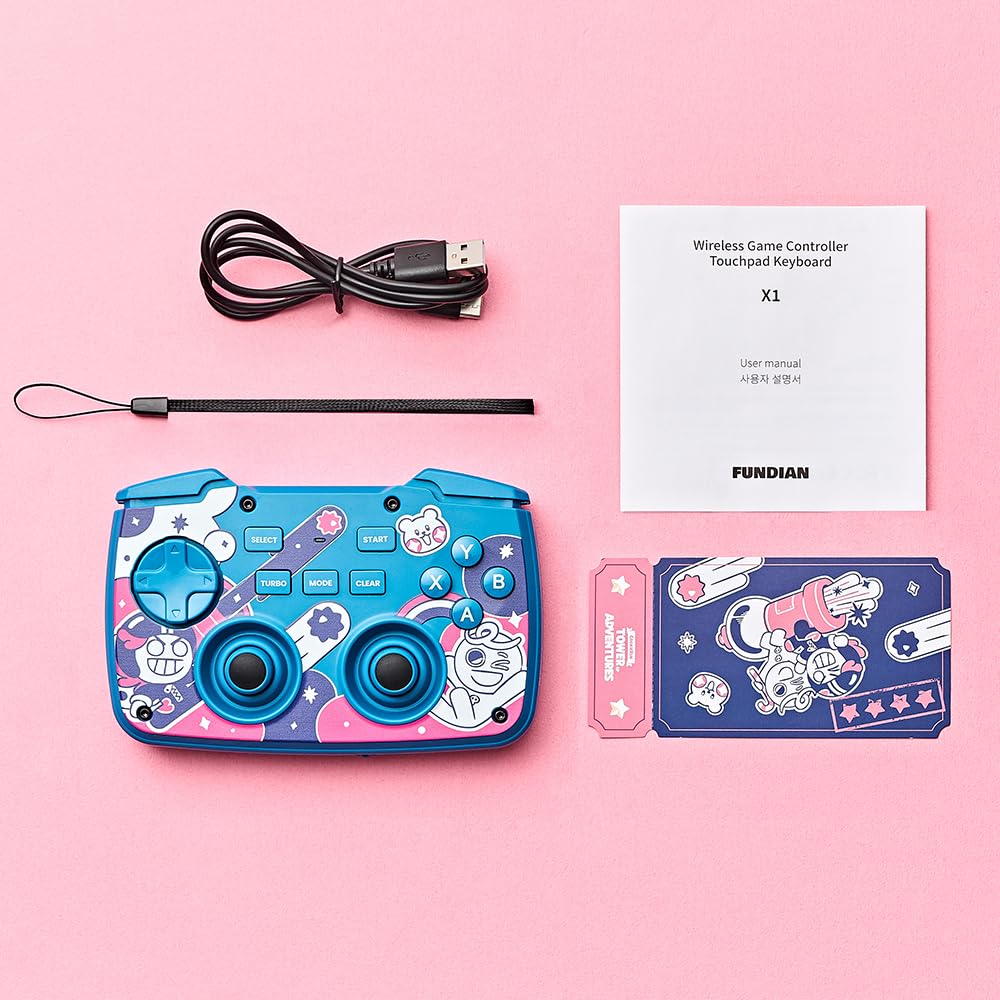 FUNDIAN X1 CookieRun - Controlador de juego Bluetooth con teclado y mouse, edición limitada, mando a distancia inalámbrico compatible con smartphone, laptop, tablet, PC, iPhone, iPad, Nvidia Shield TV