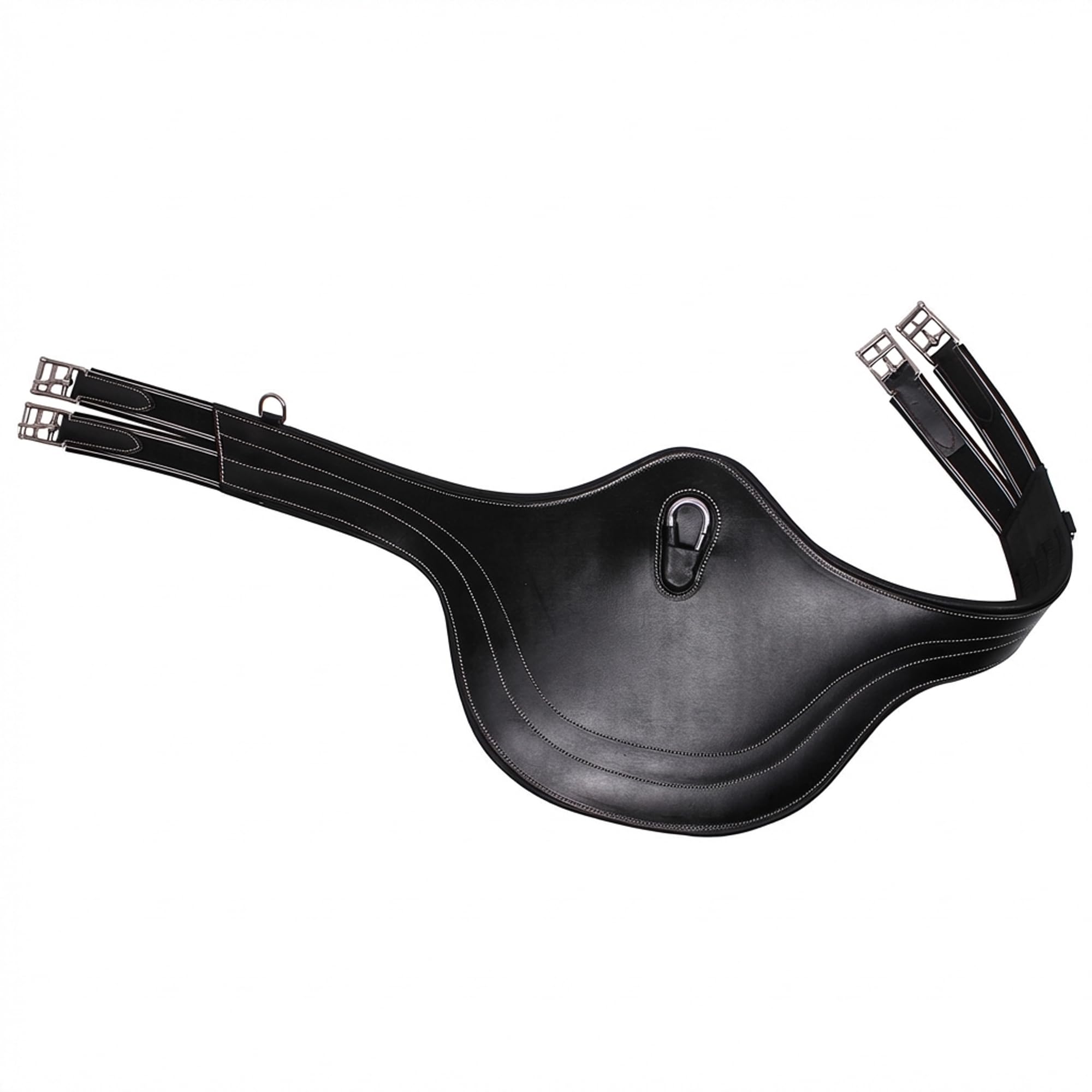 ARBO-INOX Stollenschutzgurt anatomischer Sattelgurt – Bauchschutz beim Reiten – Leder mit Elastikeinsätzen | 105-135 cm Längen | Braun oder Schwarz