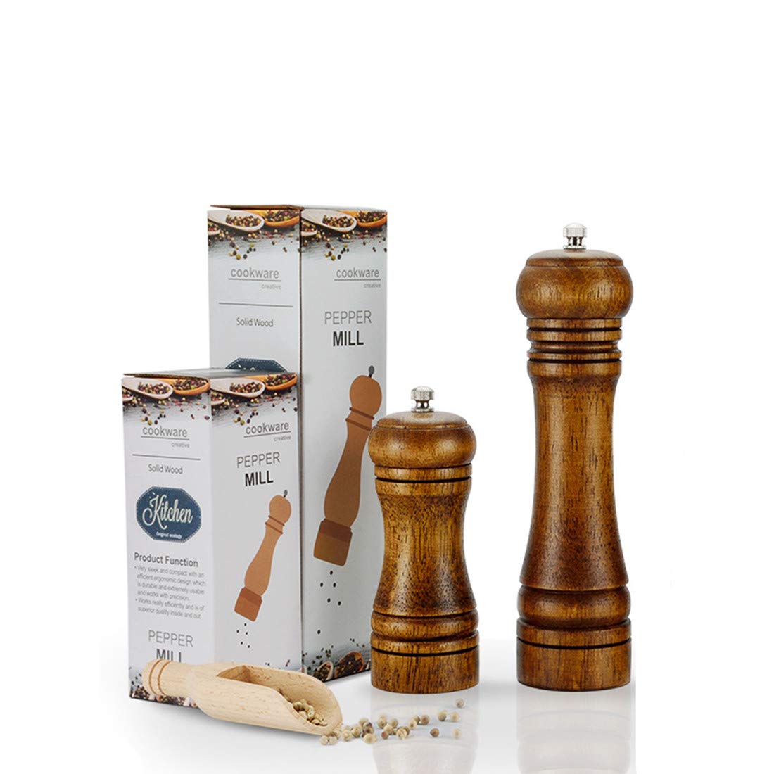 Molinillo de roble de madera maciza restaurante pimienta molienda manual polvo pimienta molienda cocina condimento herramienta (5 pulgadas) 8