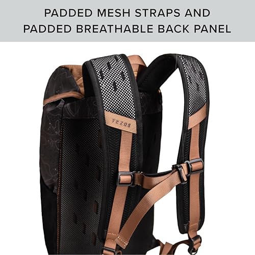 Miniatura 5 de Tezos Juniper Daypack, mochila ligera de senderismo y mochila de hidratación para camping, viajes, ciclismo y al aire libre, 16 litros (Topo negro),