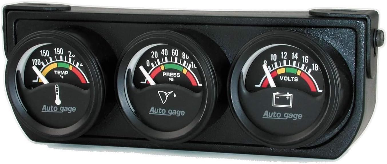 AUTO Meter 2391 Autogage Electric Mini Oil/Volt/Water Gauge with Black Console 1.500 in.