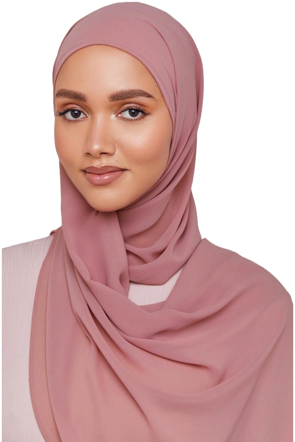 an nisa (the woman) Dusty Rose Chiffon Hijab/Scarf/Dupatta/Neck Wrap (Size - 180 * 70cm)-picture-45
