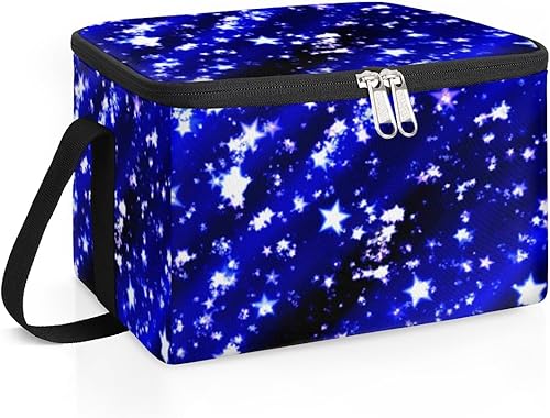 Miniatura 2 de QsirBC Bolsa de almuerzo con aislamiento de estrellas de fantasía para mujeres, reutilizable, bolsa cuadrada de comida para adultos y hombres,