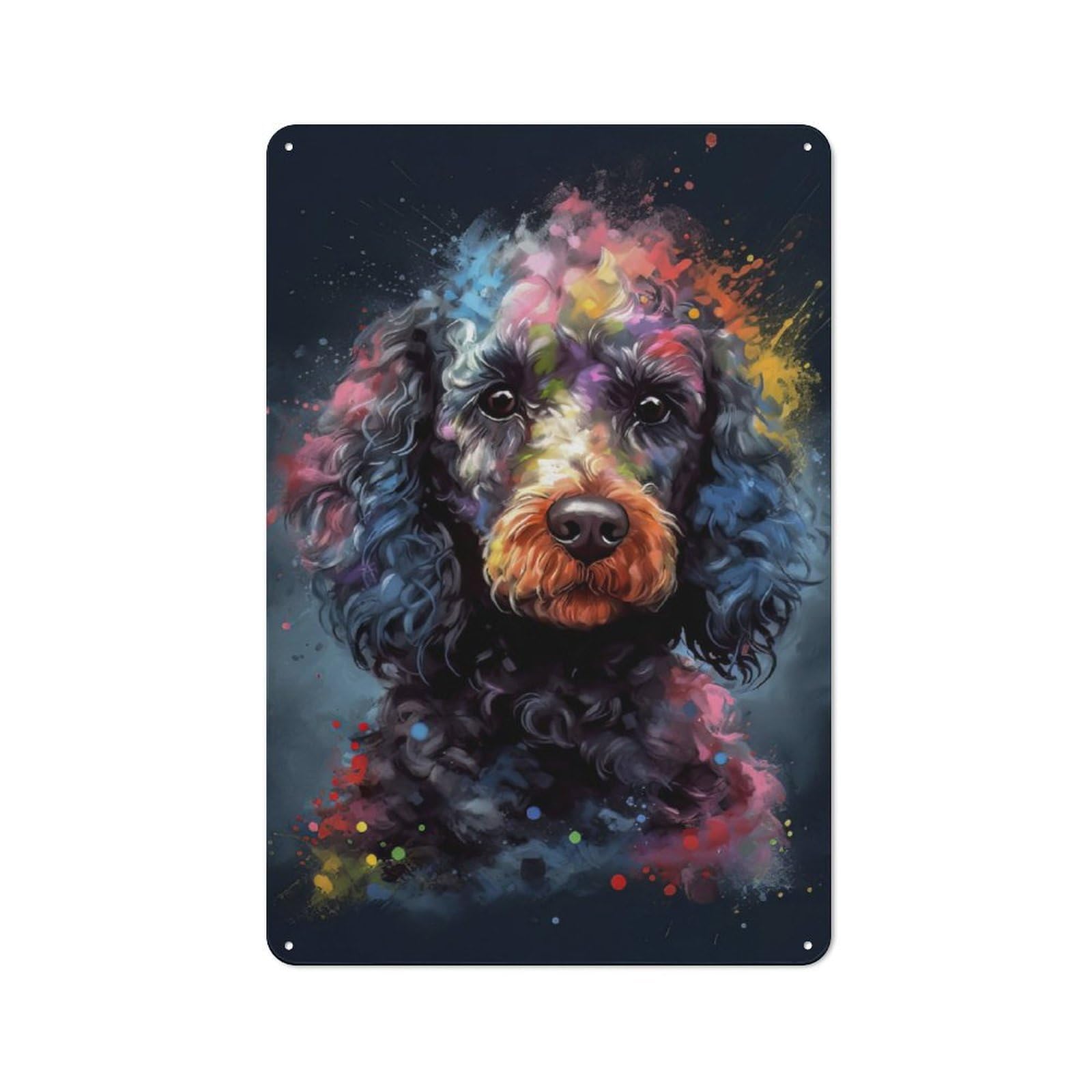 Junmoney Poodle Painting Retro Metal Wall Sign 30X20cm With For Pub Or Café, A Housewarming Gift For Hospitality Wall Decor Collectors