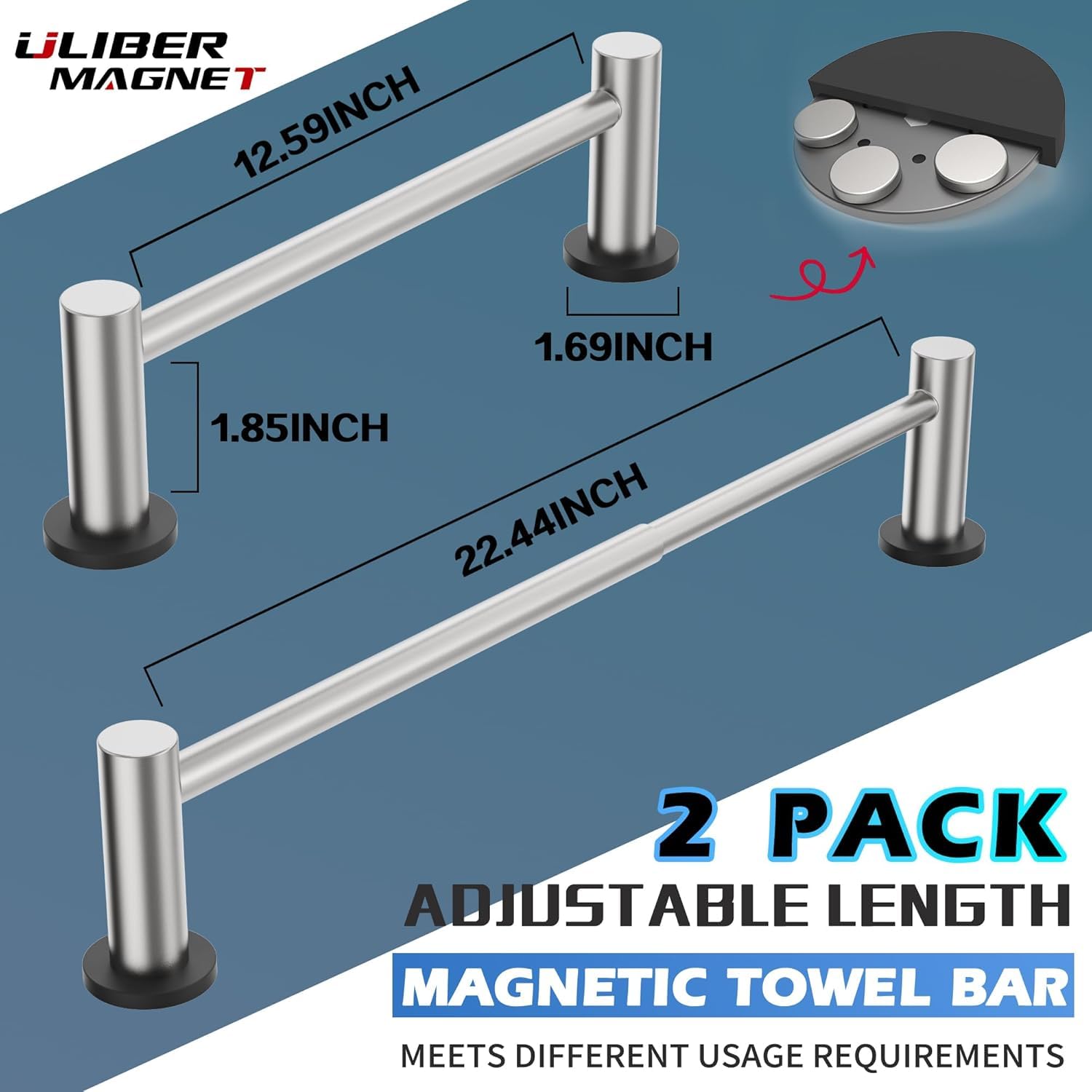 ULIBERMAGNET Fox Magnetic Holder, Silver Magnetic Rail with Adjustable Length - Image 2