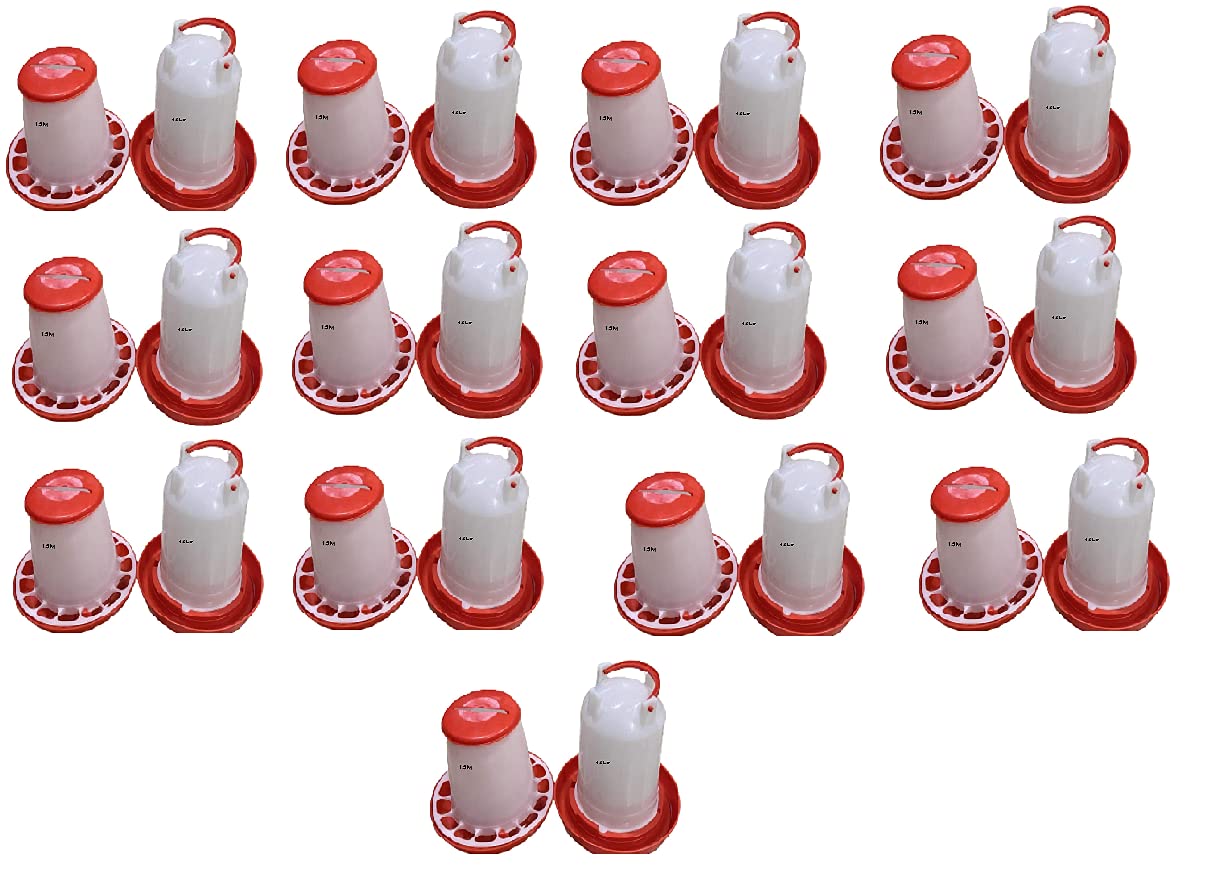 HUMBE&CO-All Size Feeder And Drinker For All Birds (1.5 kg Feeder(15pcs) & 1.5L Drinker(15pcs))) (B09G6QFZ1N) Amazon Price History, Amazon Price Tracker