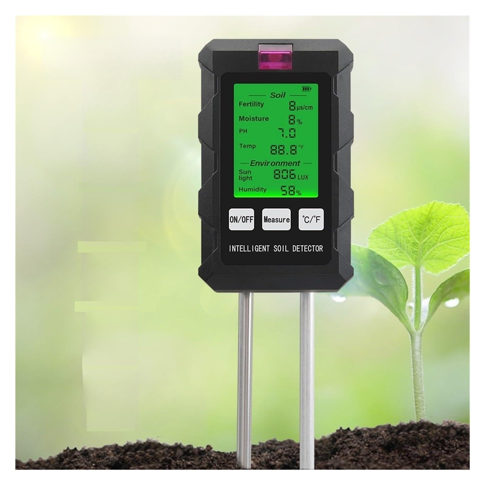 Humidimètre pour Sol, Testeur numérique Multifonction 6 en 1 de pH/température/humidité du Sol, Outil de Jardinage pour Le Jardinage et l'agriculture