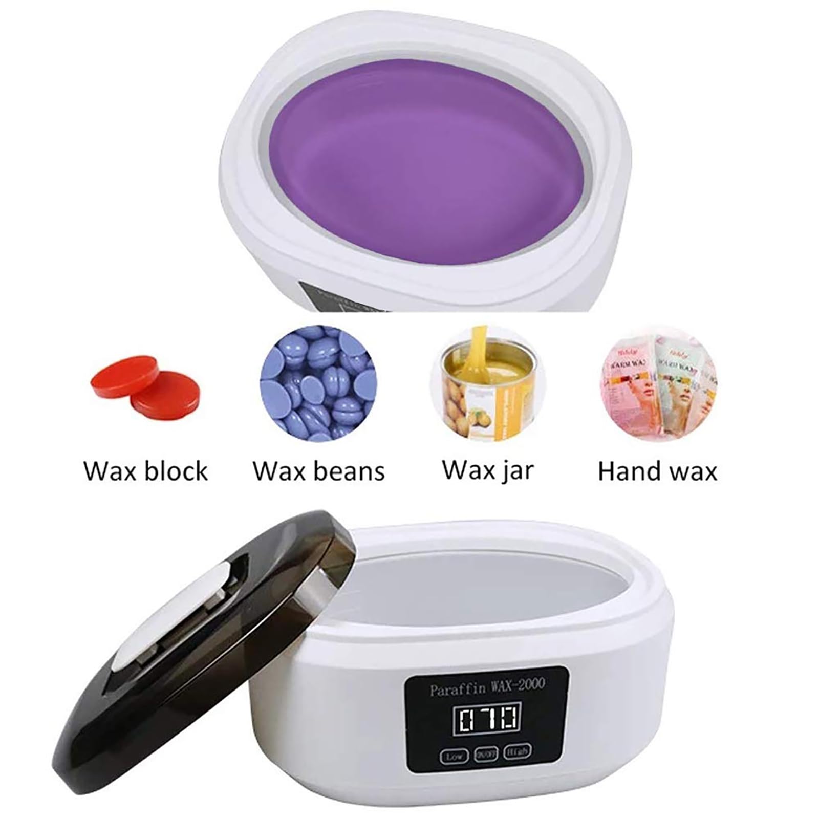 ERICAT Calentador De Cera De Parafina, Máquina De Cera De Parafina con Control Táctil LED, Temperatura Ajustable De 2 Engranajes Y Conmutación Alta-Baja, Fusión Rápida, para Tratamiento De Artritis