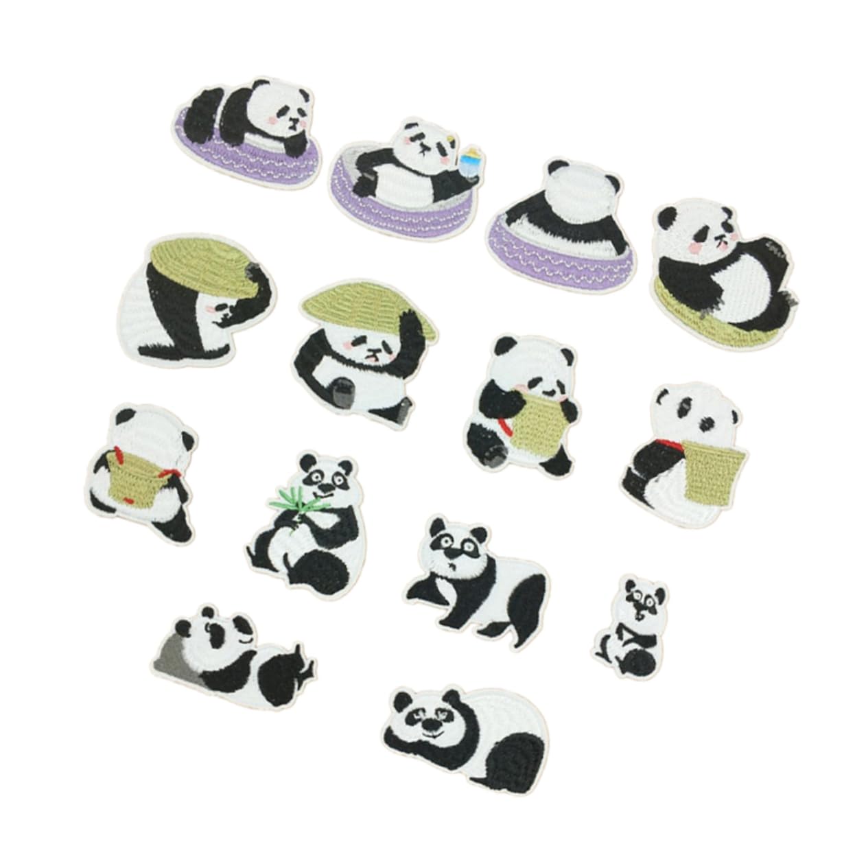 Housoutil 3 Set Toppe Termoadesive Panda Per Abbigliamento Set Da Ricamato Adesivi Per Jeans Borse E Decorazioni Per Fai Da Te Sicure E Resistenti 14 Pezzi * 3