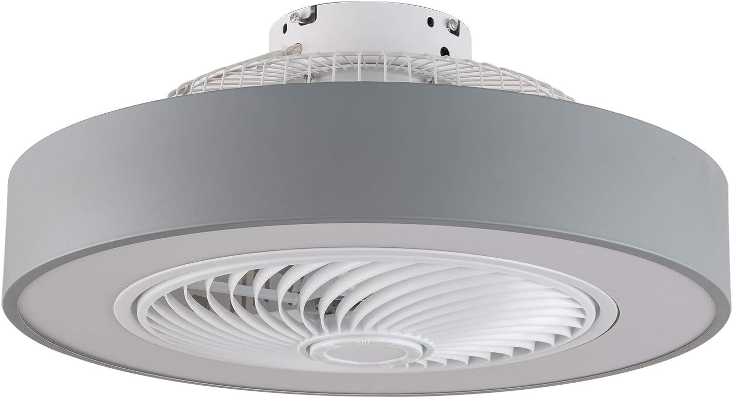 Best Cyber Monday 🔥 Ceiling Fan with Light, LED Remote Control Stepless Dimming Lighting Modes, Invisible Acrylic Blades Metal Shell Semi Flush Mount Fan (22 Inch) (Grey)