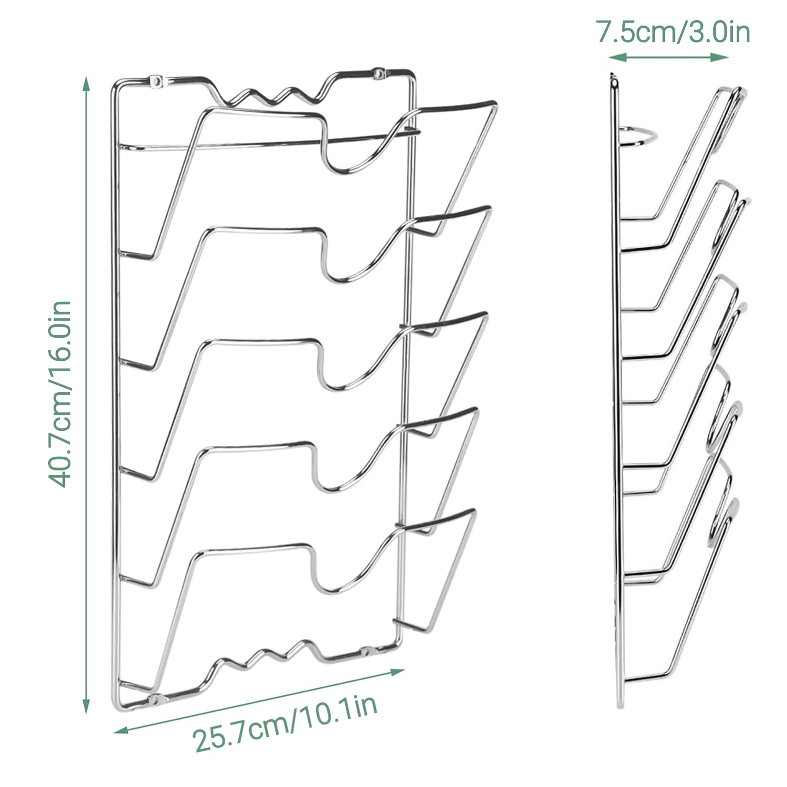Greensen Porta Coperchi Pentole Salvaspazio Porta Coperchi Verticale con 5 Scomparti Portacoperchi da Muro per Pentole e Stoviglie, Ferro, 43,4 x 27,8 x 9,7 cm