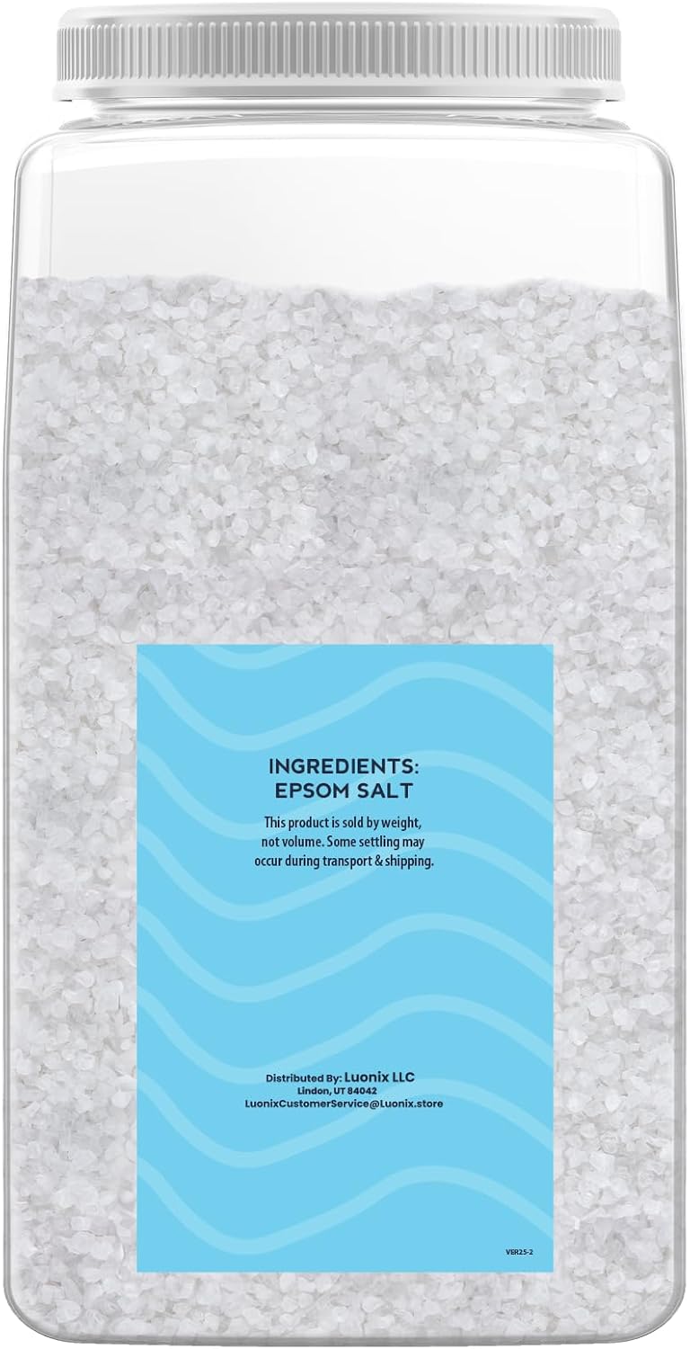 Luonix Epsom Salt, 8 lb, Bulk, Bath Soak, DIY Bath Bombs