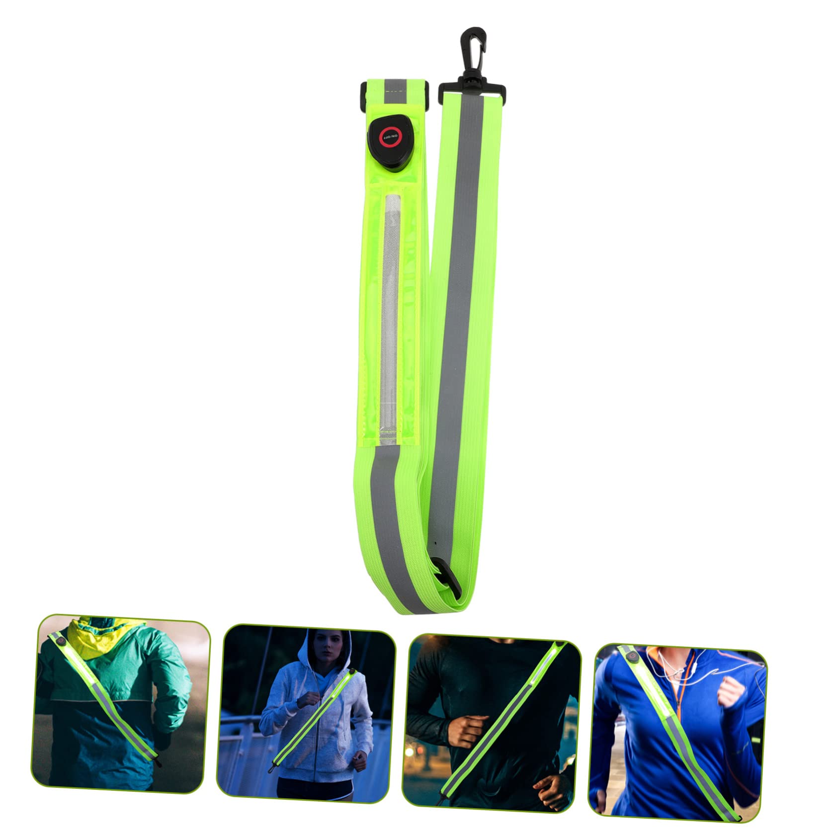 Yardwe Cintura Riflettente a LED per Passeggio e Ciclismo, Leggera e Confortevole, Fascia di Sicurezza Ricaricabile ad Alta visibilità, Verde