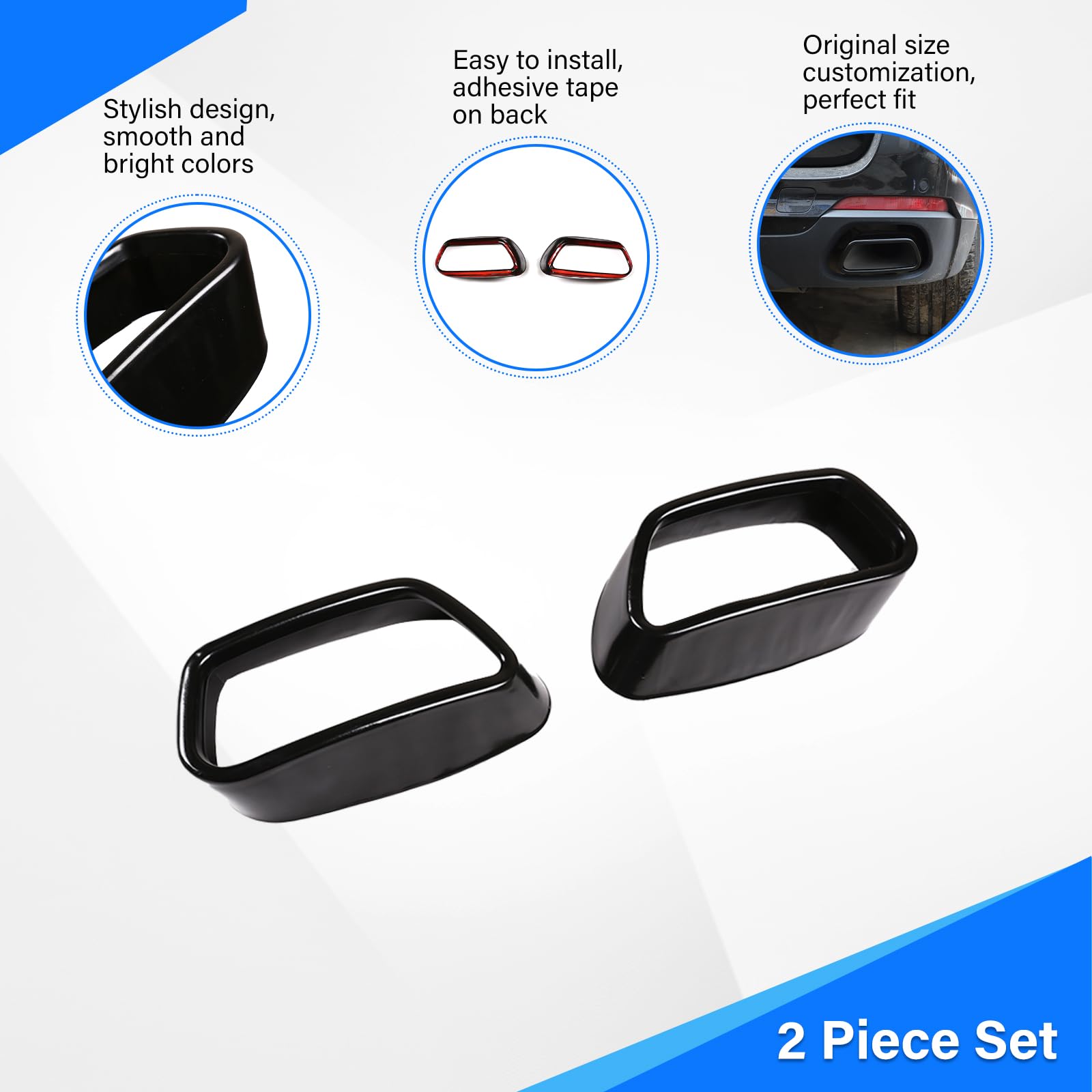 Für X5 F15 2014-2018 X6 F16 2015-2019 Edelstahl Schalldämpfer Auspuffrohr Throat Tail Cover Trim (Schwarz (Regular Version))