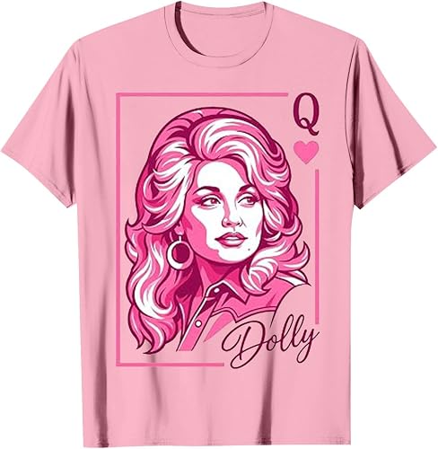 ASUIU Pink Dolly Tshirt Queen of Hearts Country Icon Music Memorial Shirt