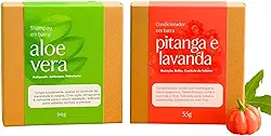 Generic Kit Shampoo Sólido e Condicionador Aloe Vera e Pitanga - Hidratação Intensa Anti Queda para Cabelos Secos