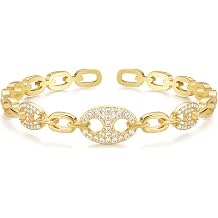 KissYan 14K Gold Plated Cuff Bracelet for Women