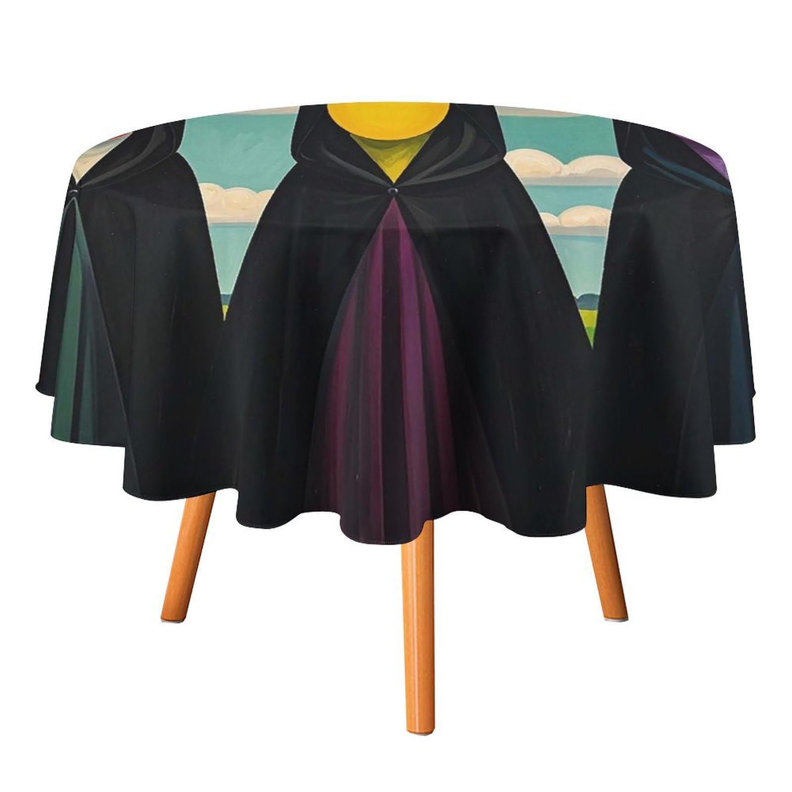 SMAZDFXX Terrible Witches Tablecloth 60x60in Round Table Cloth Durable Polyester, Washable Stain Resistant Table Cover for Indoor Outdoor (Picnic, Dining, Party)