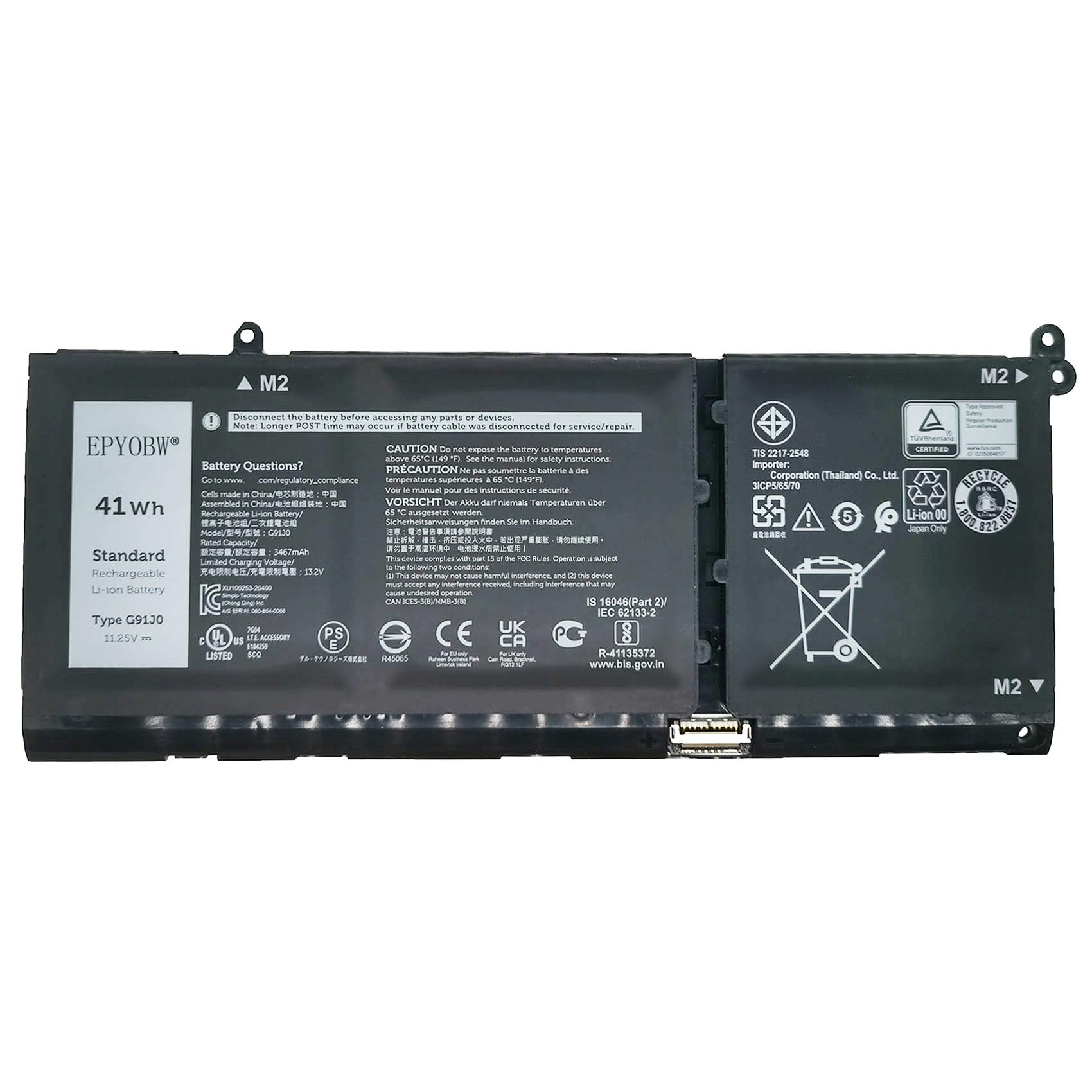 Amazon.com: EPYOBW G91J0 Laptop Battery 41Wh Compatible with Dell