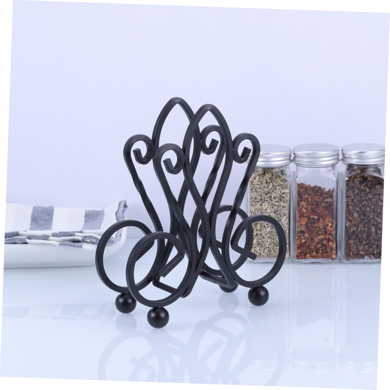 RORPOIR Cutting Board Storage Rack Multifunctional Kitchen Organizer for Cutting Boards and Pot Covers Stylish Design Noble Black for Neat Kitchen