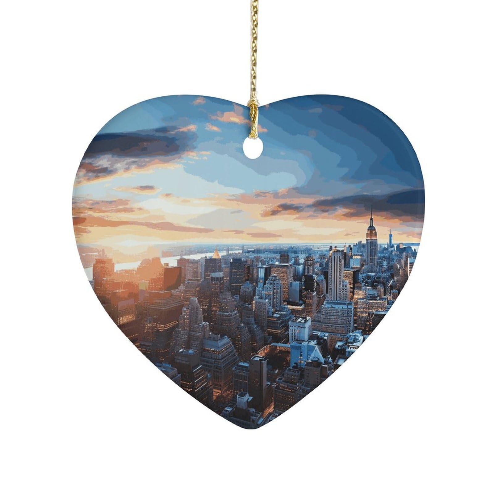 Fekiloot Style New York City Skyline Ceramic Ornament Home Decor Keepsake