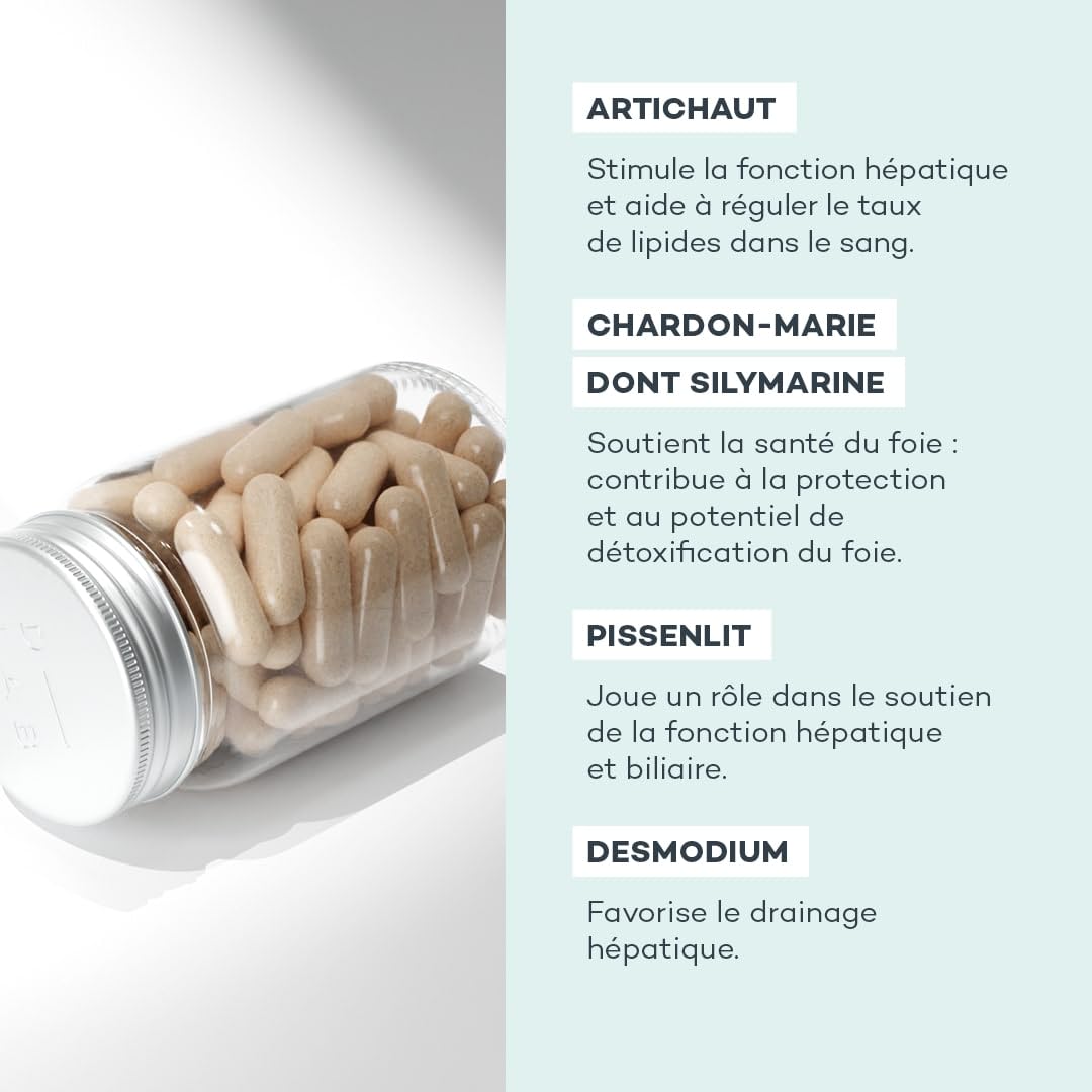 D-LAB Détox Foie | 3 Mois | Dépollution Rapide et Élimination des Métaux Lourds avec Artichaut, Chardon-Marie, Pissenlit et Desmodium
