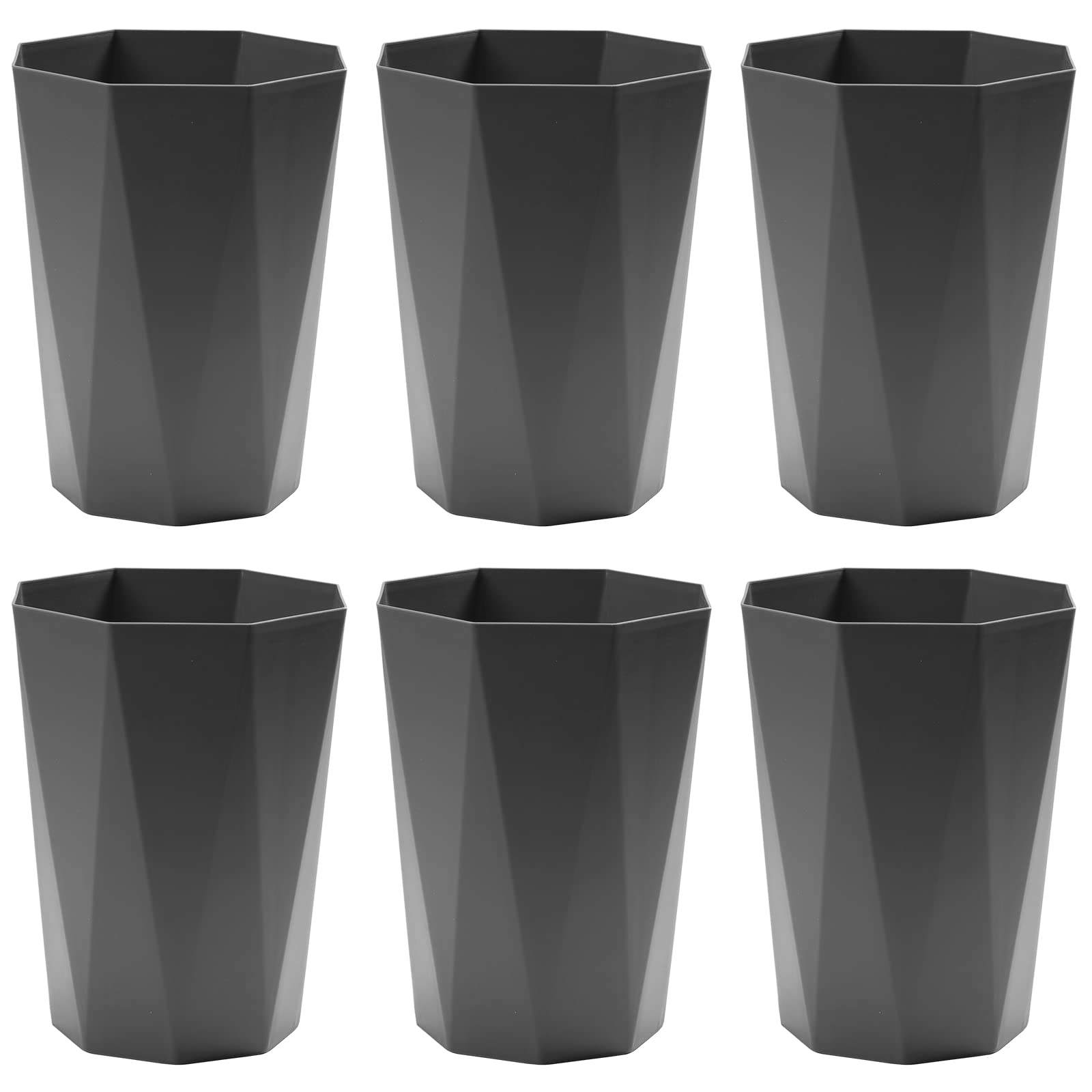Doteon 12L Trash Can Wastebasket Plastic Trash Bin Garbage Container Rubbish Can Paper Basket Office Organizer for Bedroom Home Office, 6 Grey