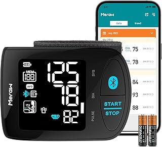 Meraw Bluetooth Wrist Blood Pressure Machine, 2023 Upgrade FSA HSA Approved High Accuracy Blood Pressure Cuff Wrist 5.3-8.5 inch with Irregular Heartbeat Monitoring, Unlimited Memories in APP, 2 AAA Batteries (Aspen)