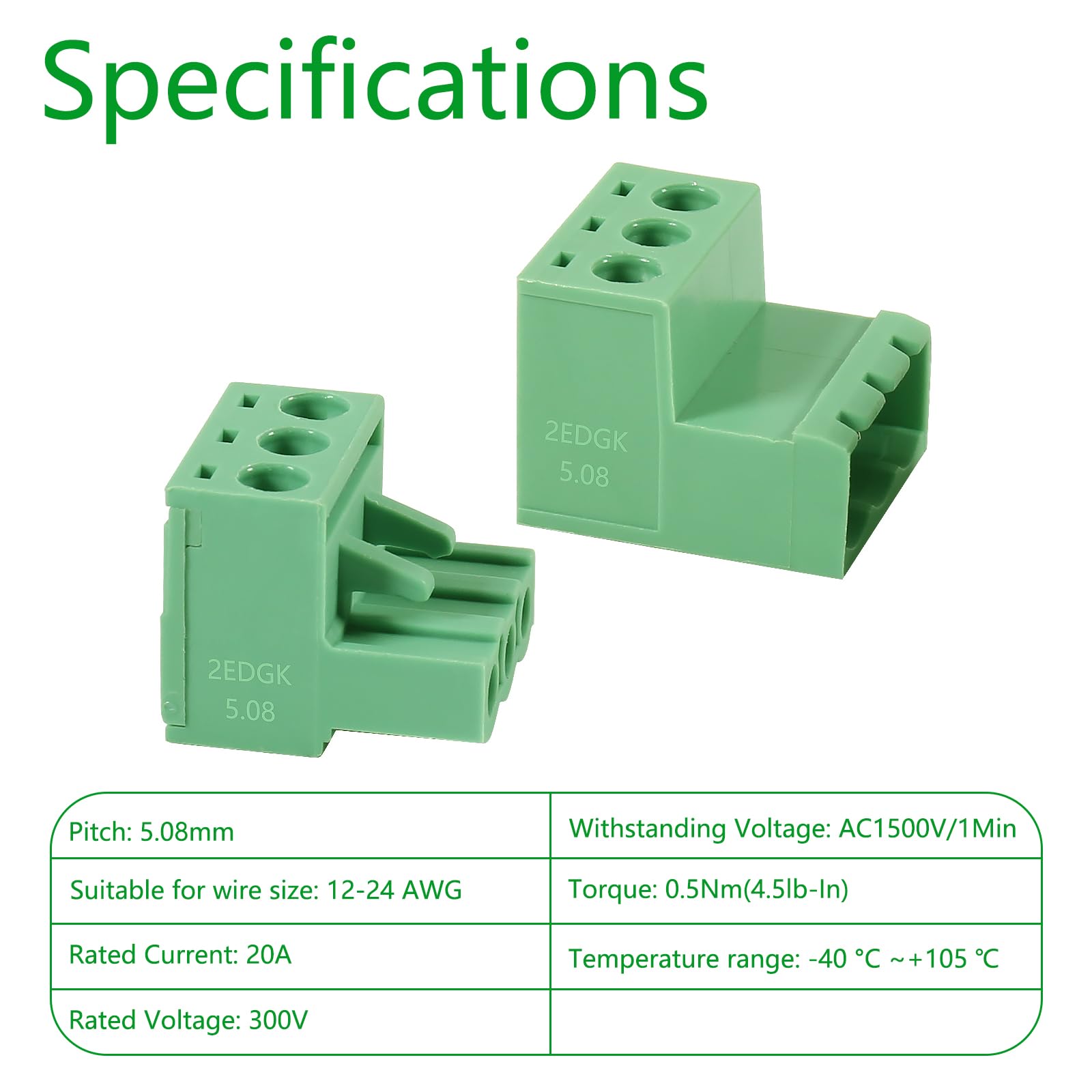 10 Sets 3 Pin Steckbare Klemmen 5.08mm Teilung PCB Mount Screw Klemmenblock PCB Schraubklemme Steckdosen-Panel-Montage zum Selbermachen
