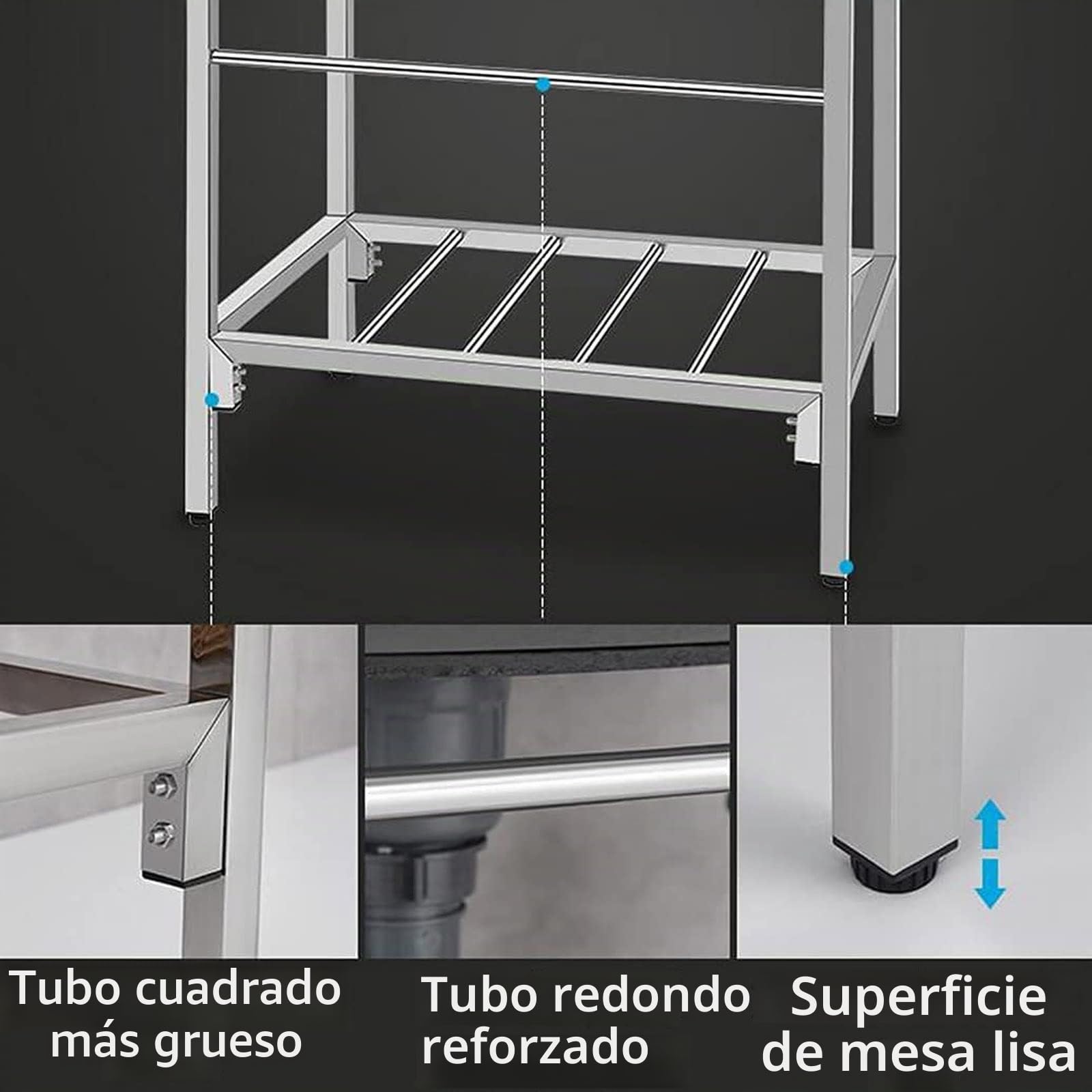 Fregadero Exterior de Acero Inoxidable con 2 Cubetas (83x45x85cm) - Estante de Almacenamiento e Incorpora Grifo de Agua Fría y Caliente para Jardín,Ideal Hostelería