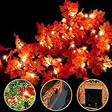 3 Pack Pumpkin Decor Thanksgiving Decoration Fall Decor Fall Garland, Maple Leaves String Lights,...