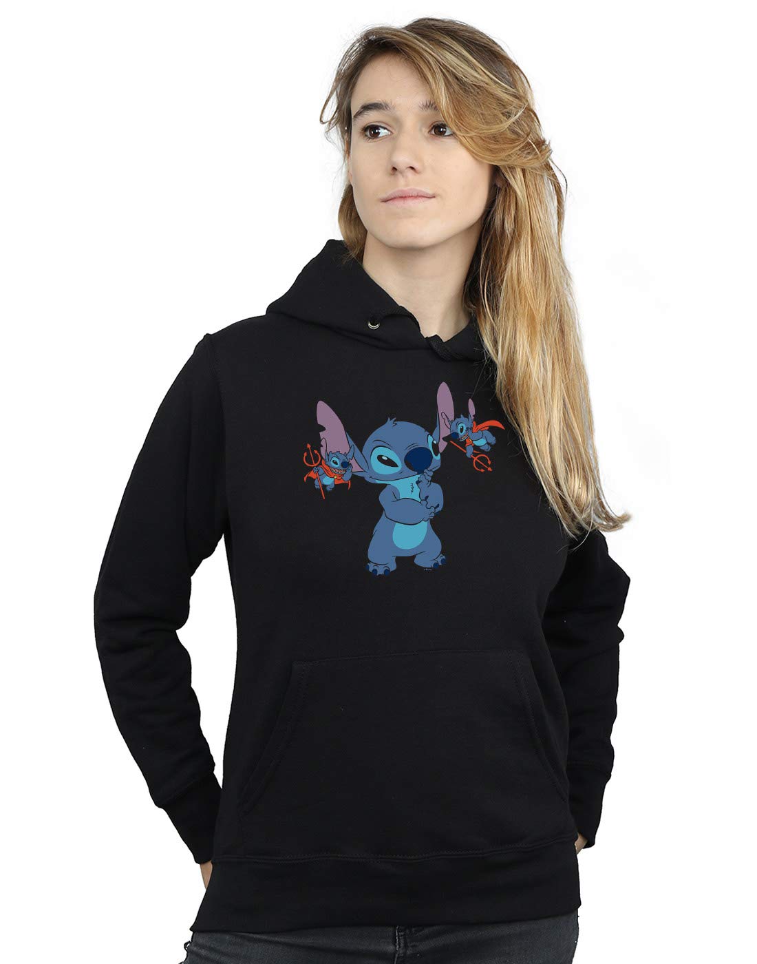Absolute Cult Women's Black Disney Lilo And Stitch Little Devils Hoodie Medium