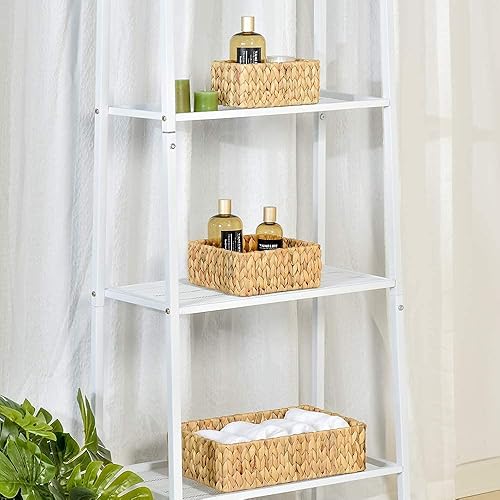 Miniatura 2 de FairyHaus Juego de 3 cestas pequeñas de mimbre y cestas de almacenamiento de jacinto de agua con asas para organizar el baño